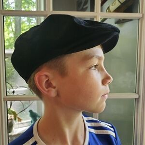 NWOT Gymboree Boy's Black Coordinate Newsboy Cap, Sz Med, Fully lined